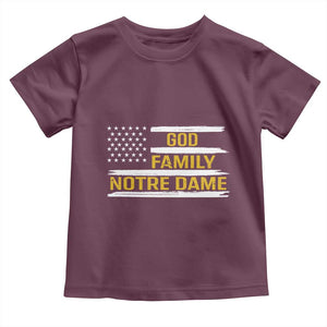 God Family Notre Dame Toddler T Shirt Indiana Fighting Irish Patriotic American Flag TS02 Maroon Print Your Wear