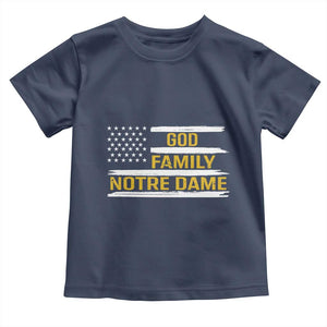 God Family Notre Dame Toddler T Shirt Indiana Fighting Irish Patriotic American Flag TS02 Navy Print Your Wear