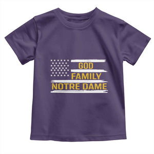 God Family Notre Dame Toddler T Shirt Indiana Fighting Irish Patriotic American Flag TS02 Purple Print Your Wear