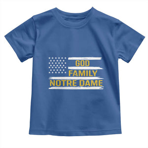 God Family Notre Dame Toddler T Shirt Indiana Fighting Irish Patriotic American Flag TS02 Royal Blue Print Your Wear