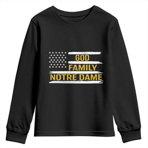 God Family Notre Dame Youth Sweatshirt Indiana Fighting Irish Patriotic American Flag TS02 Black Print Your Wear