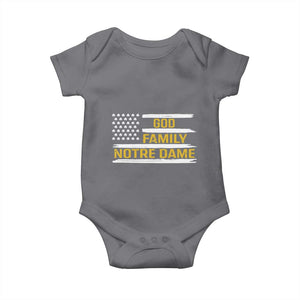 God Family Notre Dame Baby Onesie Indiana Fighting Irish Shamrock American Flag TS02 Charcoal Print Your Wear