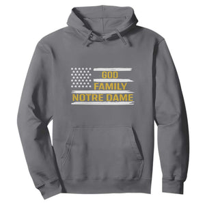 God Family Notre Dame Hoodie Indiana Fighting Irish Shamrock American Flag TS02 Charcoal Print Your Wear