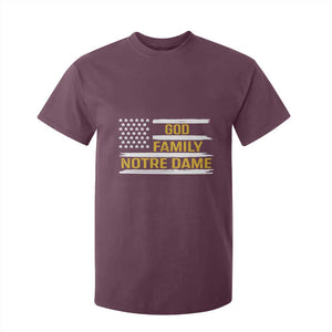 God Family Notre Dame T Shirt For Kid Indiana Fighting Irish Shamrock American Flag TS02 Maroon Print Your Wear