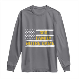 God Family Notre Dame Long Sleeve Shirt Indiana Fighting Irish Shamrock American Flag TS02 Charcoal Print Your Wear