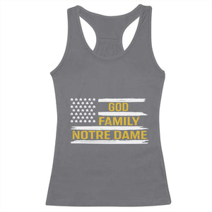 God Family Notre Dame Racerback Tank Top Indiana Fighting Irish Shamrock American Flag TS02 Charcoal Print Your Wear