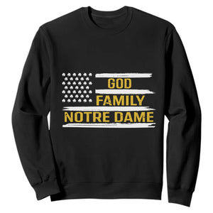 God Family Notre Dame Sweatshirt Indiana Fighting Irish Shamrock American Flag TS02 Black Print Your Wear