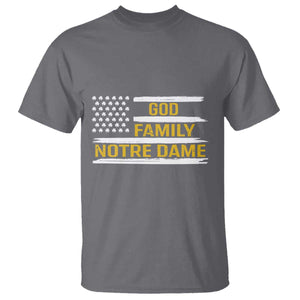 God Family Notre Dame T Shirt Indiana Fighting Irish Shamrock American Flag TS02 Charcoal Print Your Wear