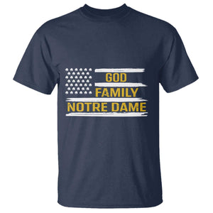 God Family Notre Dame T Shirt Indiana Fighting Irish Shamrock American Flag TS02 Navy Print Your Wear