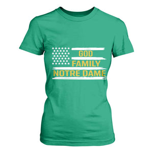 God Family Notre Dame T Shirt For Women Indiana Fighting Irish Shamrock American Flag TS02 Irish Green Print Your Wear