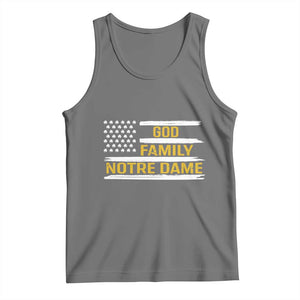 God Family Notre Dame Tank Top Indiana Fighting Irish Shamrock American Flag TS02 Black Heather Print Your Wear