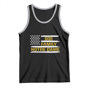 God Family Notre Dame Tank Top Indiana Fighting Irish Shamrock American Flag TS02 Black Athletic Heather Print Your Wear