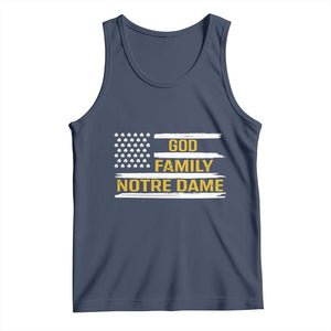 God Family Notre Dame Tank Top Indiana Fighting Irish Shamrock American Flag TS02 Navy Print Your Wear