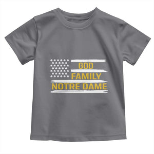 God Family Notre Dame Toddler T Shirt Indiana Fighting Irish Shamrock American Flag TS02 Charcoal Print Your Wear