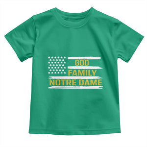 God Family Notre Dame Toddler T Shirt Indiana Fighting Irish Shamrock American Flag TS02 Irish Green Print Your Wear