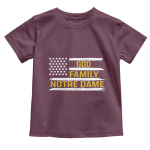 God Family Notre Dame Toddler T Shirt Indiana Fighting Irish Shamrock American Flag TS02 Maroon Print Your Wear