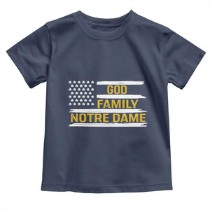 God Family Notre Dame Toddler T Shirt Indiana Fighting Irish Shamrock American Flag TS02 Navy Print Your Wear