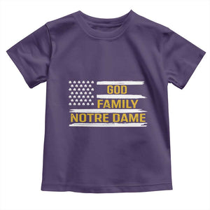 God Family Notre Dame Toddler T Shirt Indiana Fighting Irish Shamrock American Flag TS02 Purple Print Your Wear