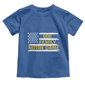 God Family Notre Dame Toddler T Shirt Indiana Fighting Irish Shamrock American Flag TS02 Royal Blue Print Your Wear