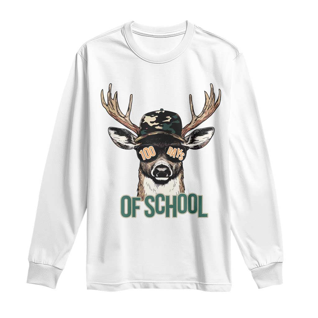 Bucked' 100 Days Of School Long Sleeve Shirt Deer Student Boy Girls 100th Day TS02 White Print Your Wear