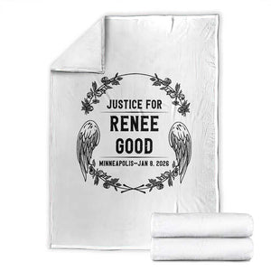 Justice for Renee Good Throw Blanket Minneapolis January 8 2026 Tribute Memorial Wreath TS02 White Print Your Wear