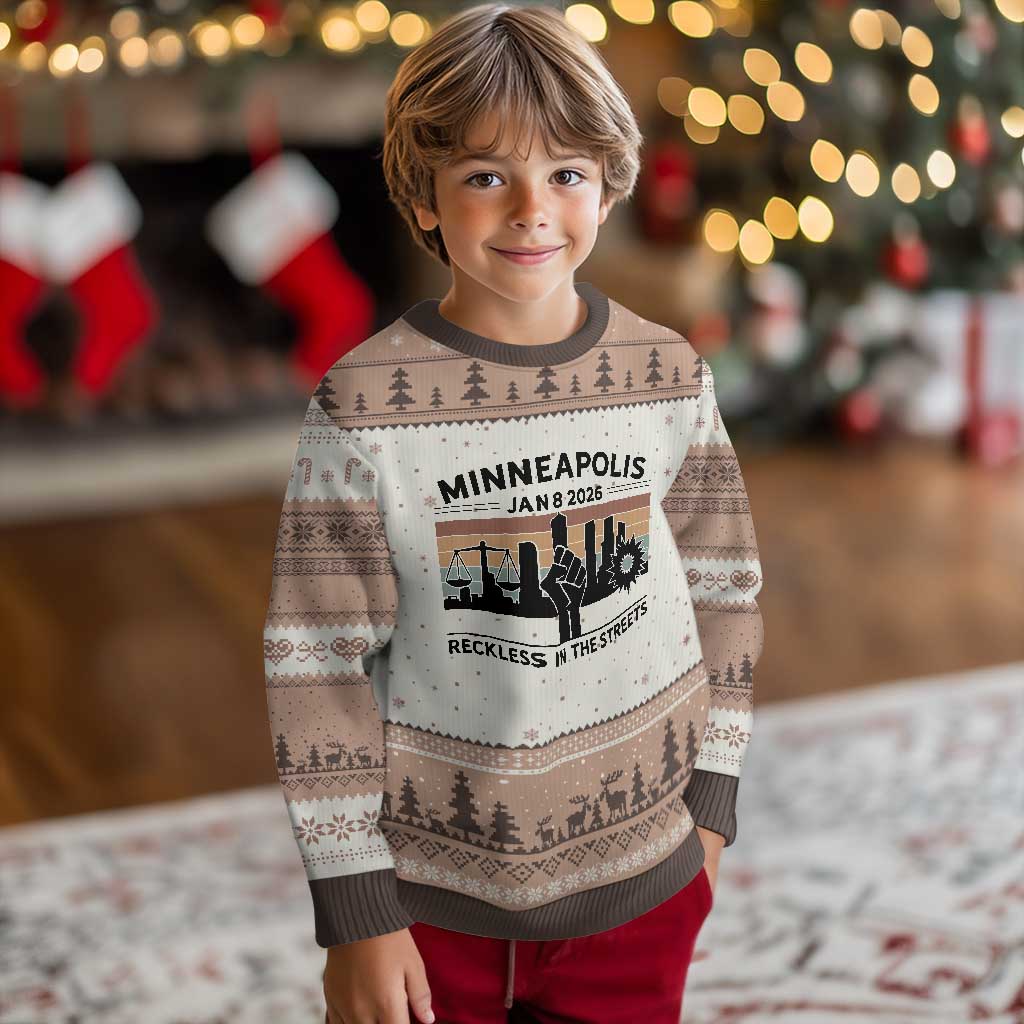 Minneapolis January 8 2026 Justice Movement Ugly Christmas Sweater Reckless in the Streets Protest TS02 Mocha Mousse Print Your Wear