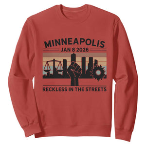 Minneapolis January 8 2026 Justice Movement Sweatshirt Reckless in the Streets Protest TS02 Red Print Your Wear