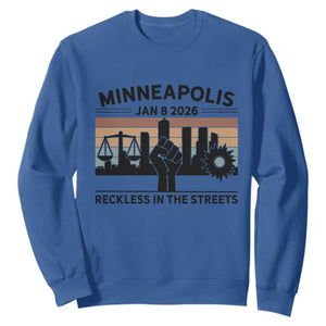 Minneapolis January 8 2026 Justice Movement Sweatshirt Reckless in the Streets Protest TS02 Royal Blue Print Your Wear