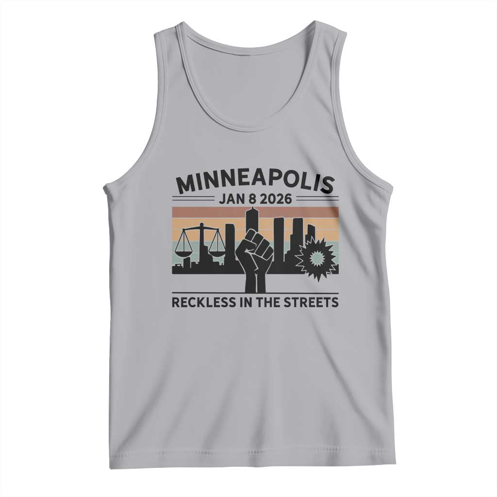 Minneapolis January 8 2026 Justice Movement Tank Top Reckless in the Streets Protest TS02 Athletic Heather Print Your Wear