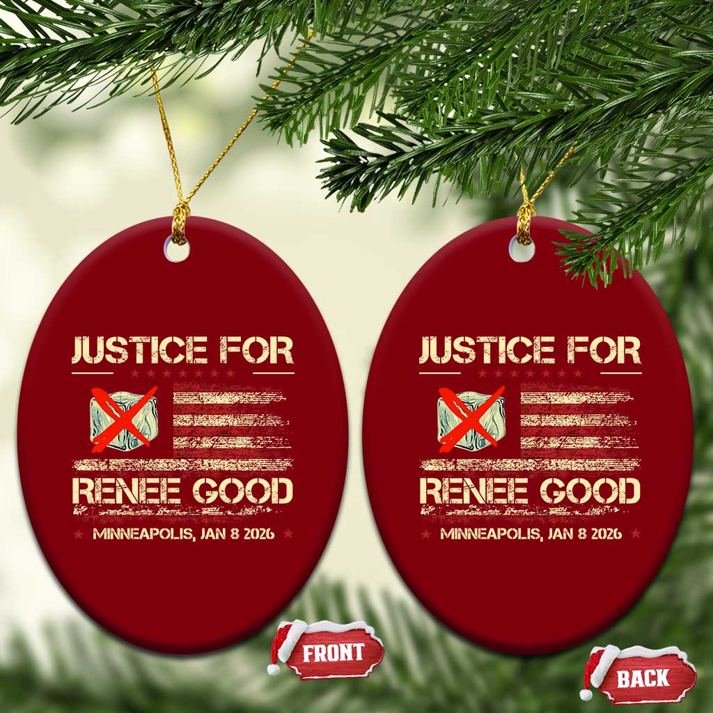 Justice for Renee Good Ceramic Ornament Minneapolis Jan 8 2026 American Flag Stop Ice TS02 Print Your Wear