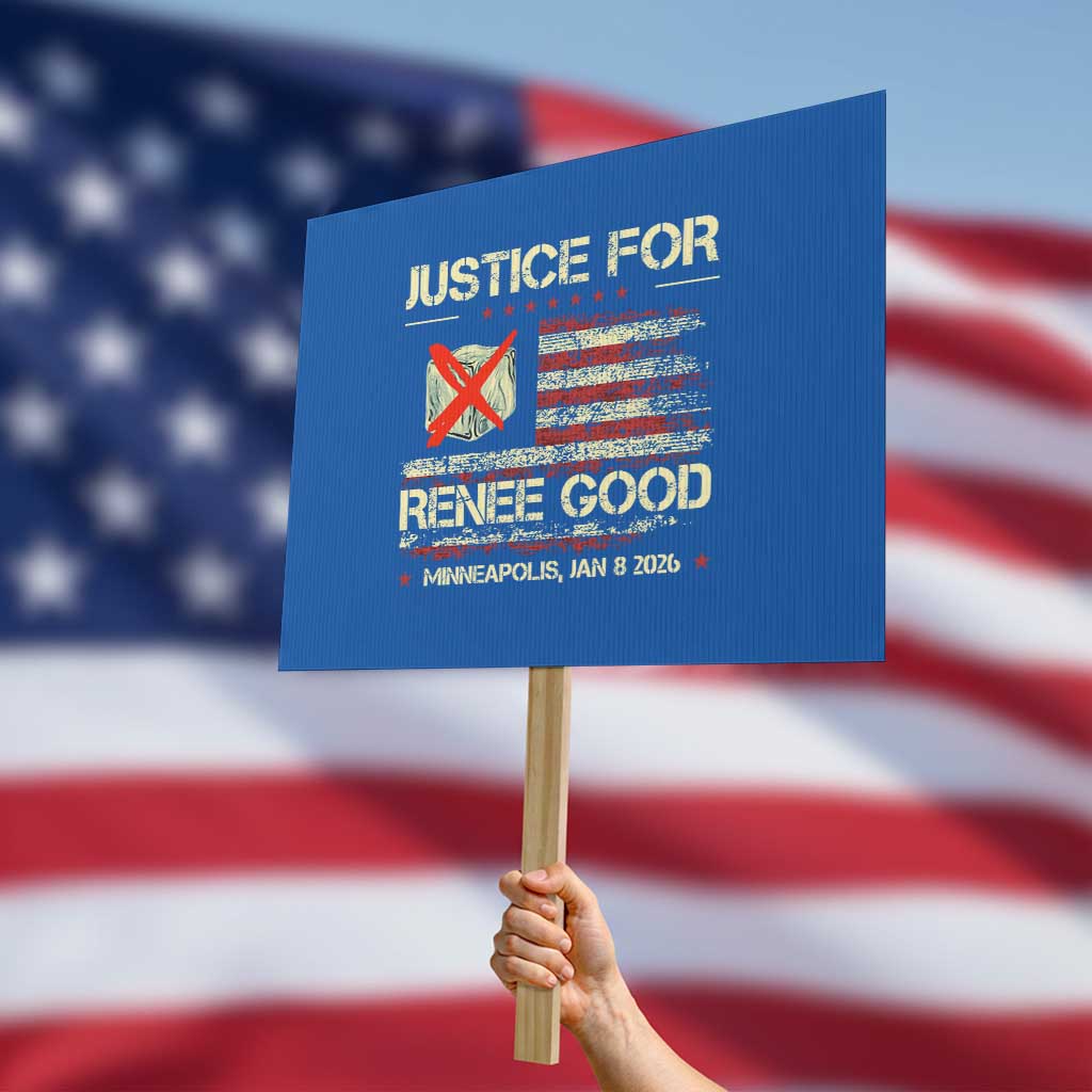 Justice for Renee Good Protest Sign Minneapolis Jan 8 2026 American Flag Stop Ice TS02 Horizontal 18
