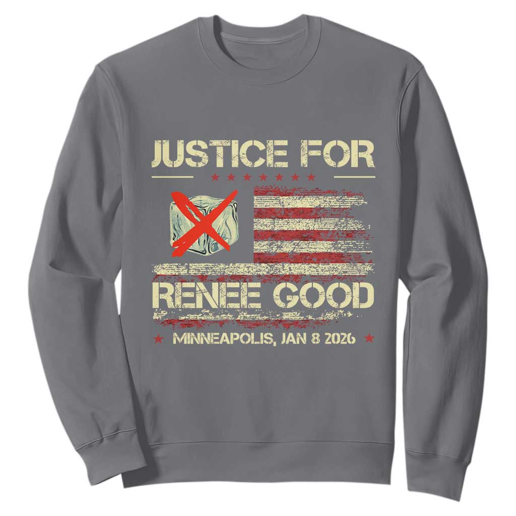 Justice for Renee Good Sweatshirt Minneapolis Jan 8 2026 American Flag Stop Ice TS02 Charcoal Print Your Wear