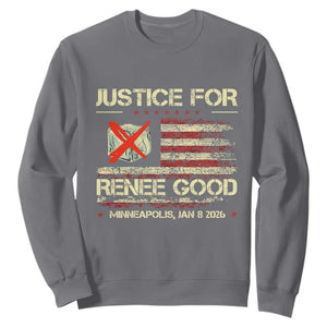 Justice for Renee Good Sweatshirt Minneapolis Jan 8 2026 American Flag Stop Ice TS02 Charcoal Print Your Wear