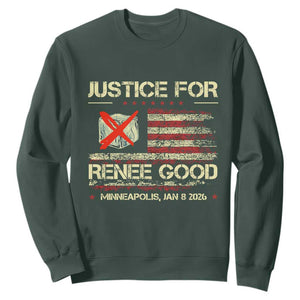 Justice for Renee Good Sweatshirt Minneapolis Jan 8 2026 American Flag Stop Ice TS02 Dark Forest Green Print Your Wear