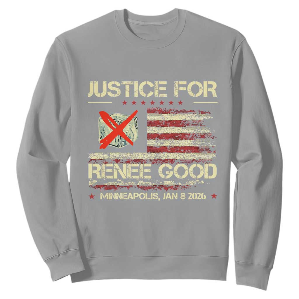 Justice for Renee Good Sweatshirt Minneapolis Jan 8 2026 American Flag Stop Ice TS02 Sport Gray Print Your Wear