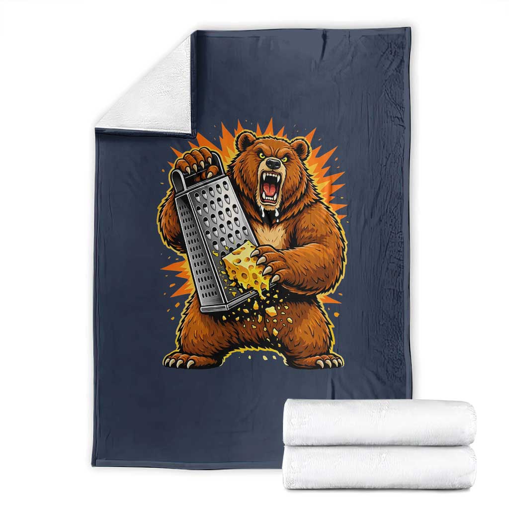 Angry Bear Grating Cheese Grater Hater Fierce Graphic Throw Blanket TS02 Navy Print Your Wear