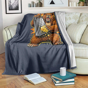 Angry Bear Grating Cheese Grater Hater Fierce Graphic Throw Blanket TS02 Print Your Wear