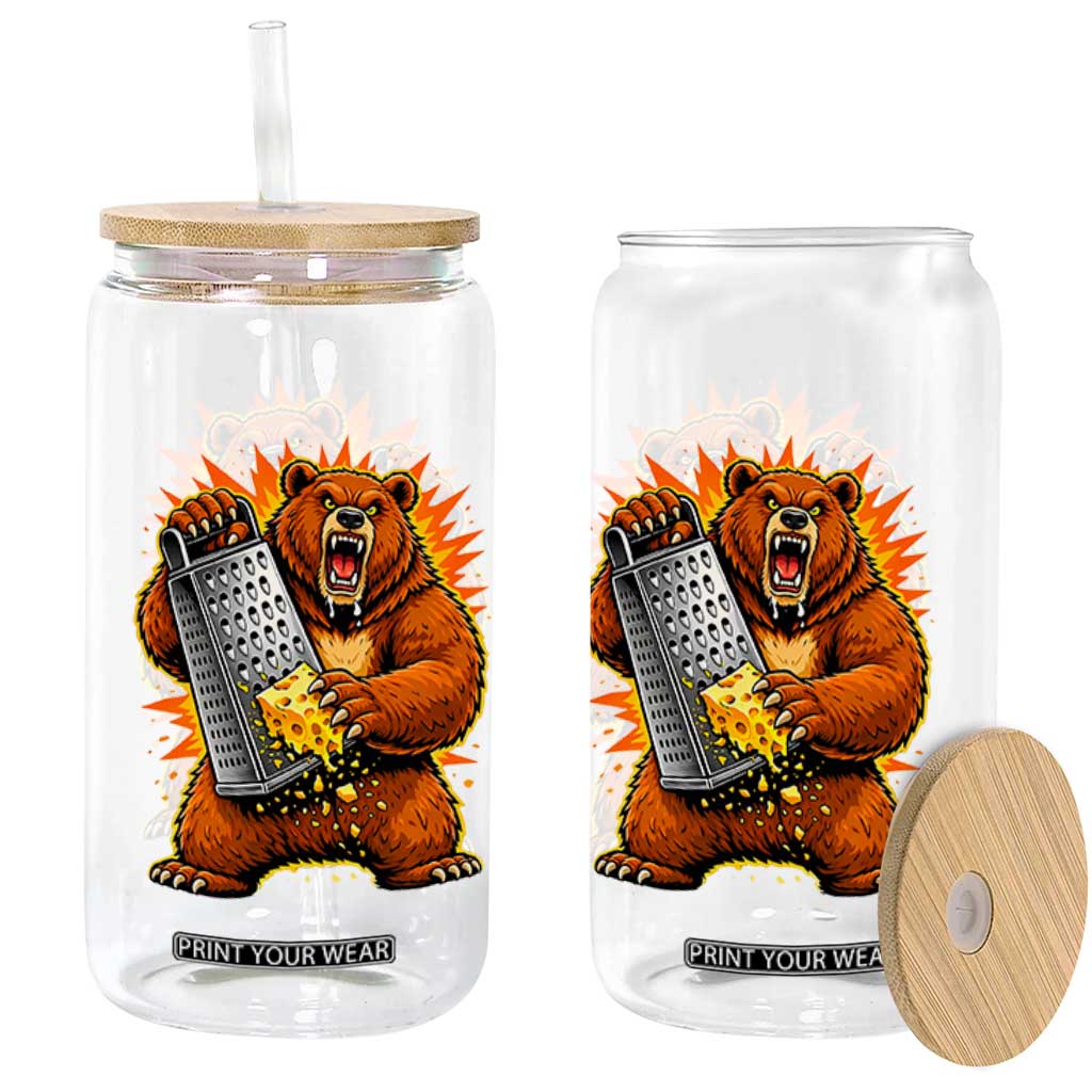 Angry Bear Grating Cheese Grater Hater Fierce Graphic Glass Can TS02 Print Your Wear