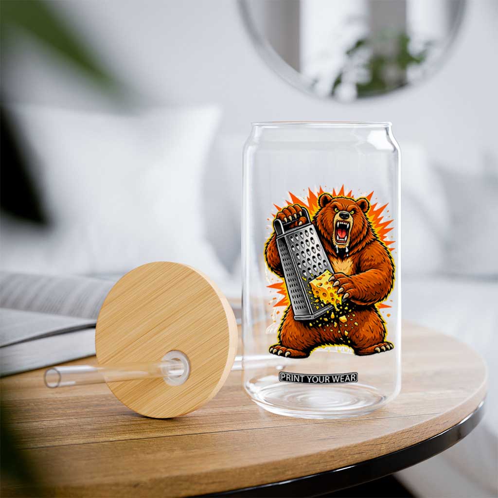 Angry Bear Grating Cheese Grater Hater Fierce Graphic Glass Can TS02 Print Your Wear