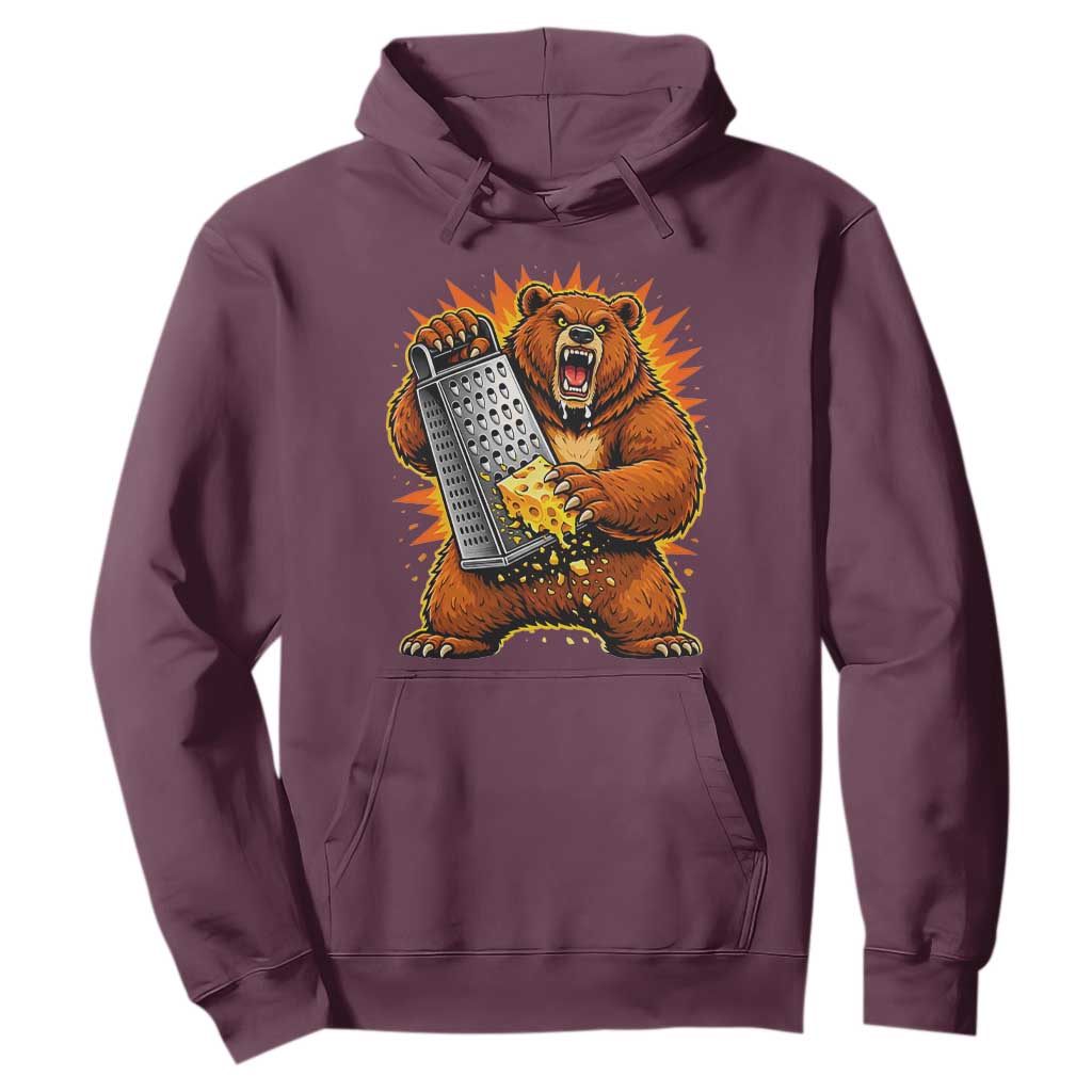 Angry Bear Grating Cheese Grater Hater Fierce Graphic Hoodie TS02 Maroon Print Your Wear