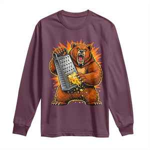 Angry Bear Grating Cheese Grater Hater Fierce Graphic Long Sleeve Shirt TS02 Maroon Print Your Wear