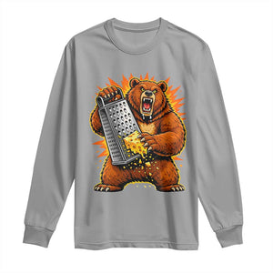 Angry Bear Grating Cheese Grater Hater Fierce Graphic Long Sleeve Shirt TS02 Sport Gray Print Your Wear