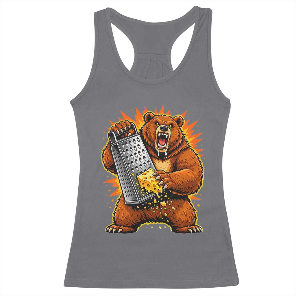 Angry Bear Grating Cheese Grater Hater Fierce Graphic Racerback Tank Top TS02 Charcoal Print Your Wear