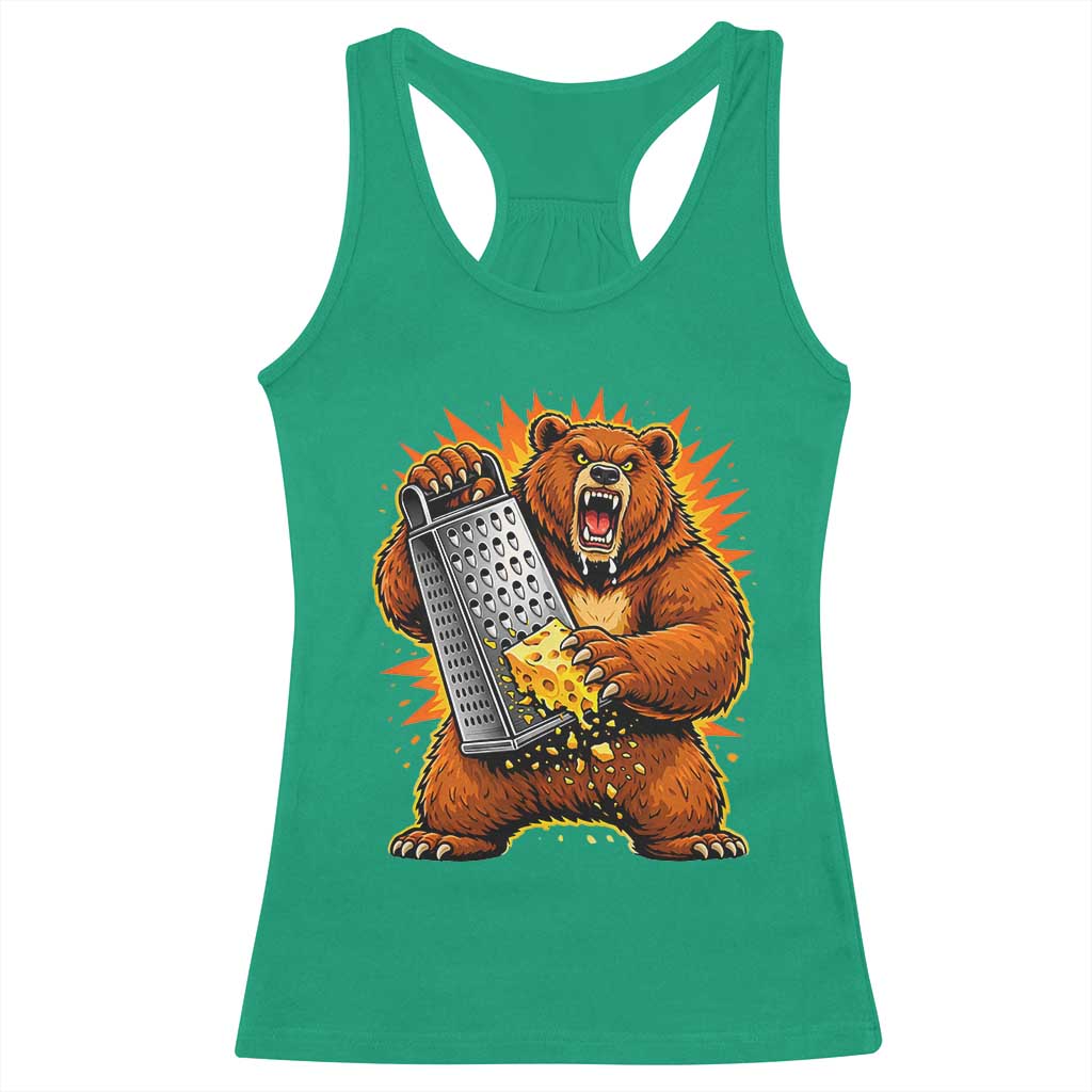 Angry Bear Grating Cheese Grater Hater Fierce Graphic Racerback Tank Top TS02 Irish Green Print Your Wear