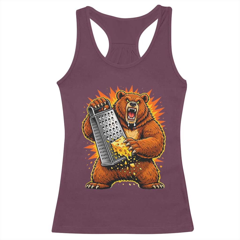 Angry Bear Grating Cheese Grater Hater Fierce Graphic Racerback Tank Top TS02 Maroon Print Your Wear