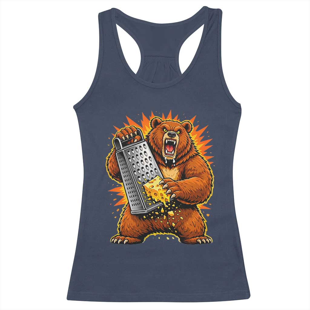 Angry Bear Grating Cheese Grater Hater Fierce Graphic Racerback Tank Top TS02 Navy Print Your Wear