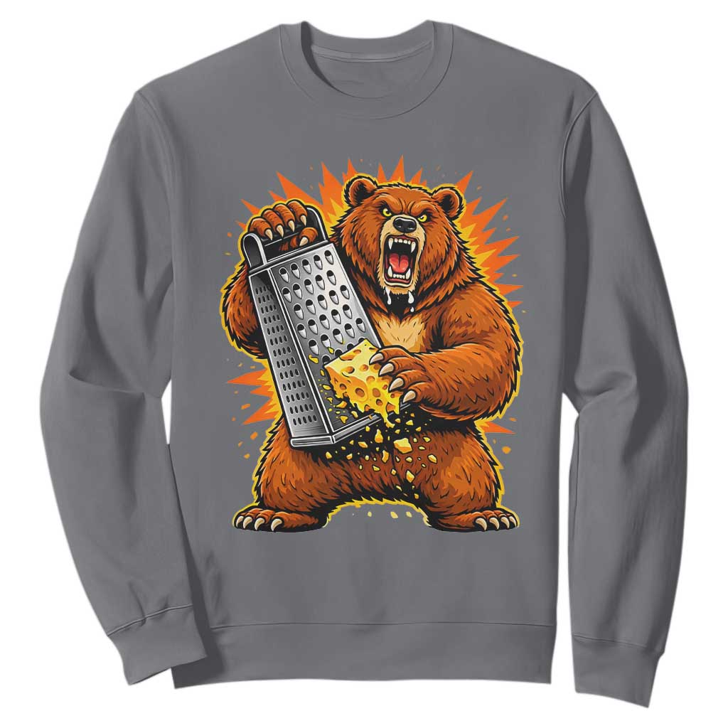 Angry Bear Grating Cheese Grater Hater Fierce Graphic Sweatshirt TS02 Charcoal Print Your Wear