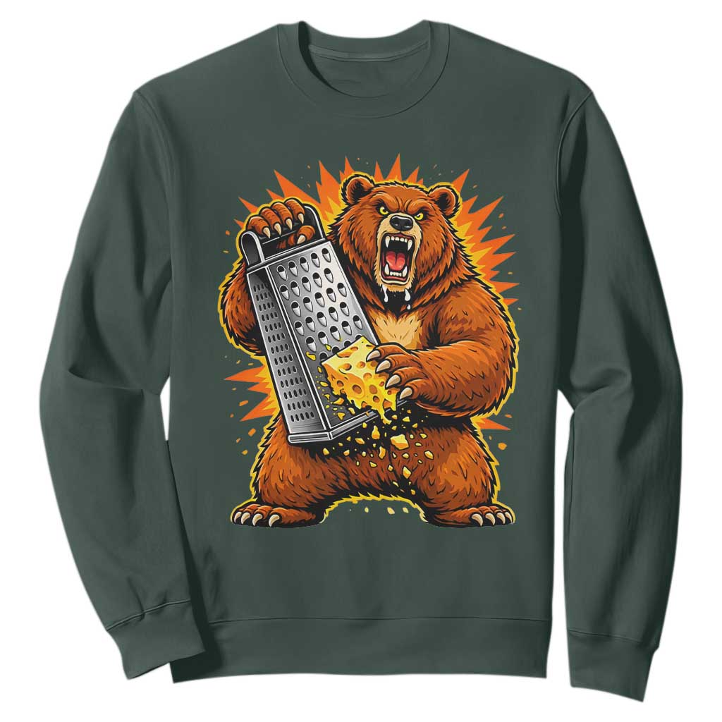 Angry Bear Grating Cheese Grater Hater Fierce Graphic Sweatshirt TS02 Dark Forest Green Print Your Wear