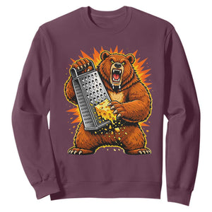 Angry Bear Grating Cheese Grater Hater Fierce Graphic Sweatshirt TS02 Maroon Print Your Wear
