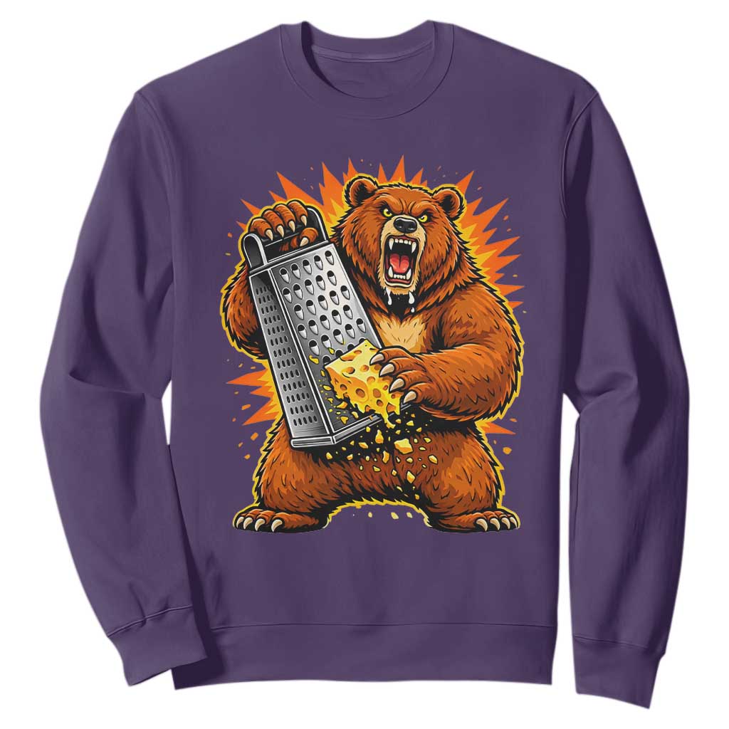 Angry Bear Grating Cheese Grater Hater Fierce Graphic Sweatshirt TS02 Purple Print Your Wear